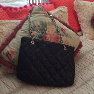 Lge DKNY black leather quilted crossbody/shoulder.